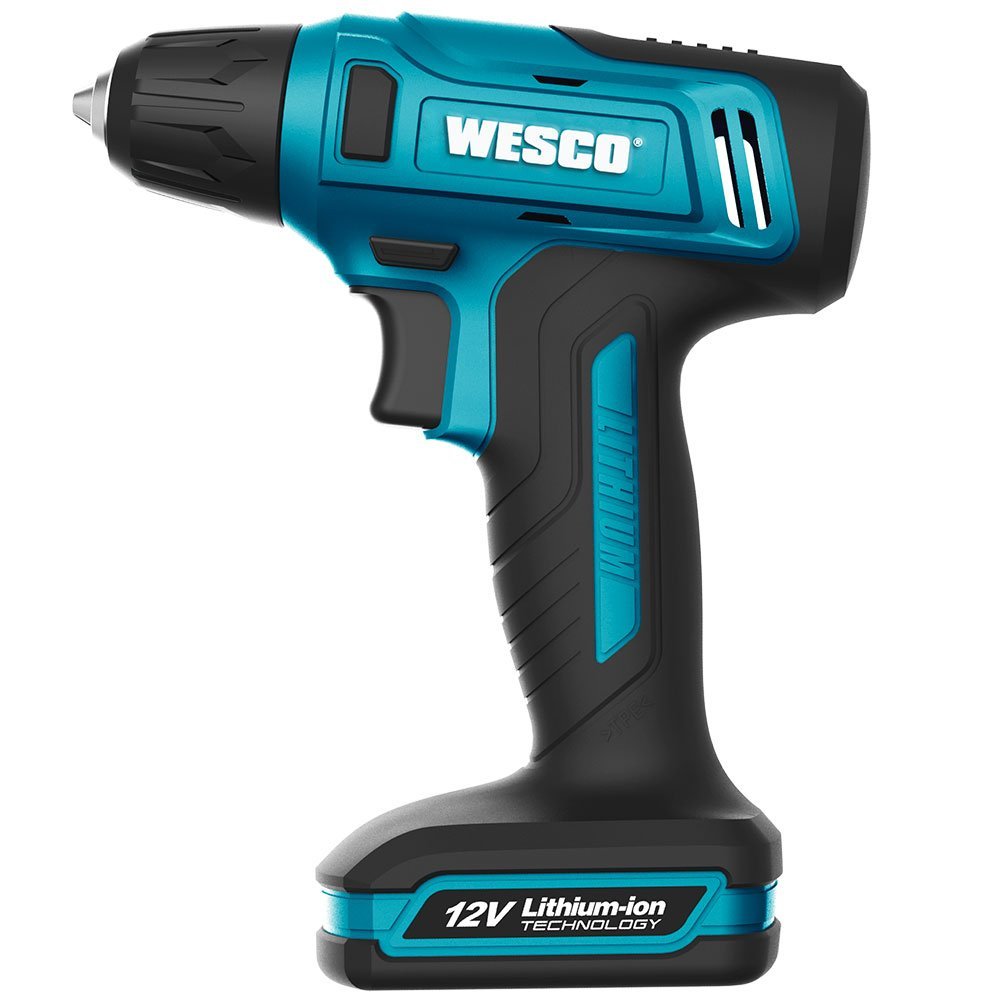Parafusadeira/Furadeira a Bateria 12V 1.3Ah Li-Ion 3/8 Pol. com Carregador Estojo e Acessórios WESCO-WS2555K