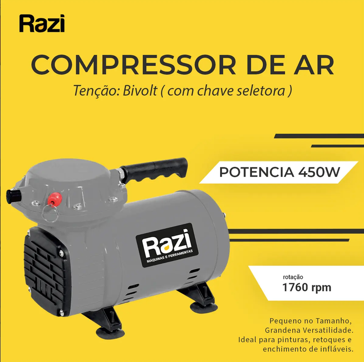 Compressor Ar 110L 0,5Cv 450W Razi Bivolt
