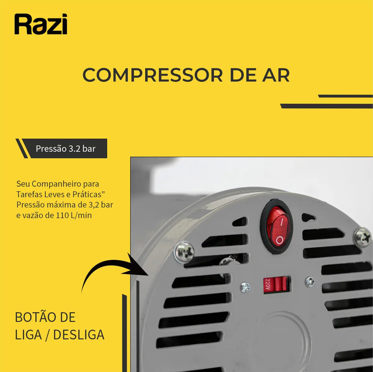 Compressor Ar 110L 0,5Cv 450W Razi Bivolt