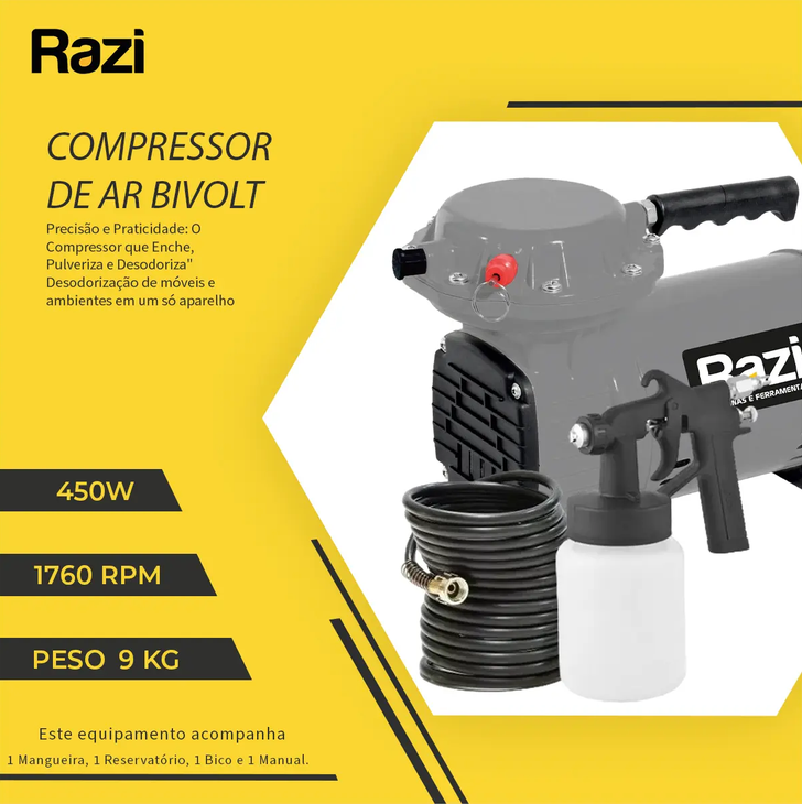 Compressor Ar 110L 0,5Cv 450W Razi Bivolt