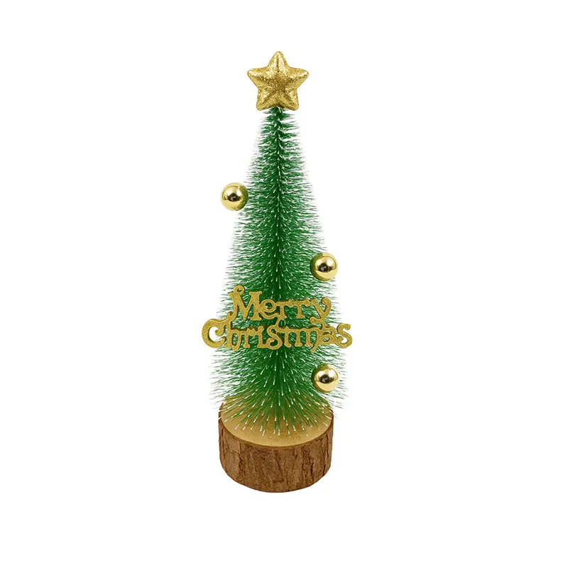 Árvore Natal 17Cm Base Madeira Verde/Ponta Estrela C4